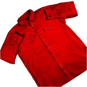 Orvis Fly Fishing Cotton Flannel Heavy Long Sleeve Red Shirt Mens XL
